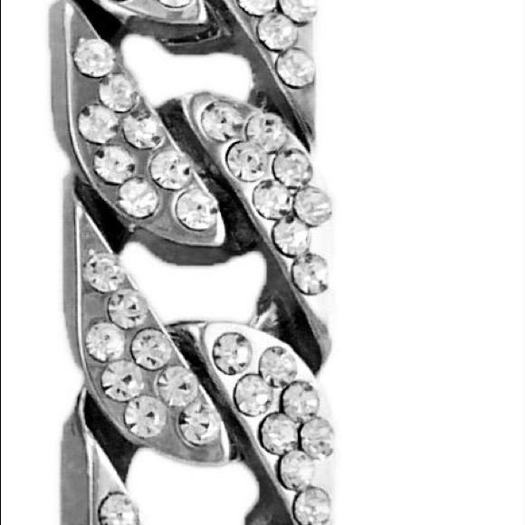 Bling Silver Oversized Watch w/Cuban Ice Bracelet - Picture 4 of 9